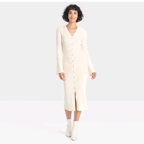 a new day Dresses & Skirts - A New Day Women's Bell Long Sleeve Midi Sweater Dress